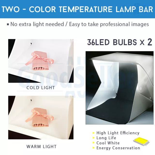 40CM Photo Box Lighting Tent 72 LED Dimmable USB Light Photography Studio 3