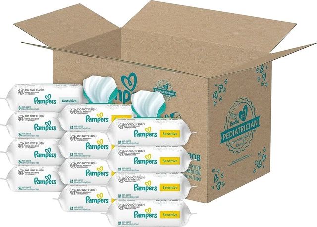 Combo de toallitas para bebé Pampers sensibles al agua hipoalergénicas y sin perfume, 100