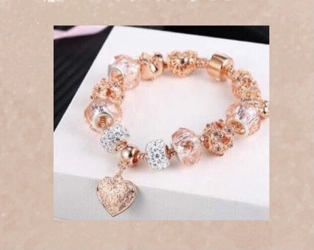 Réal 18K Rose Gold Filled European Ball Beads Lovely Bracelet Elegant Beautiful