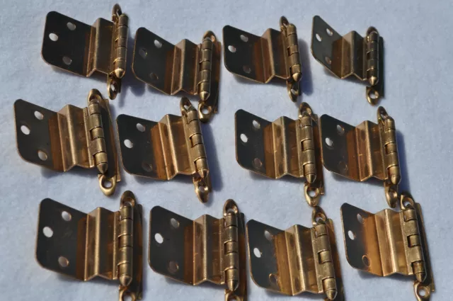 12 Ct- Vintage Amerock 7638 Cabinet Hinges; 3/8" Inset Brass Finish-1960s-70s;