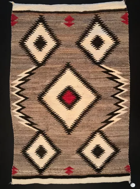 Beautiful Navajo Rug,Outstanding Grey-Brown Background,Excellent Cond,C1930,Nr!
