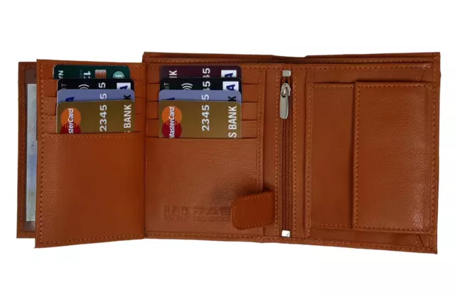 Men's Rfid Safe Luxury Soft Tan Real Leather Wallet Credit Card Holder Purse 503