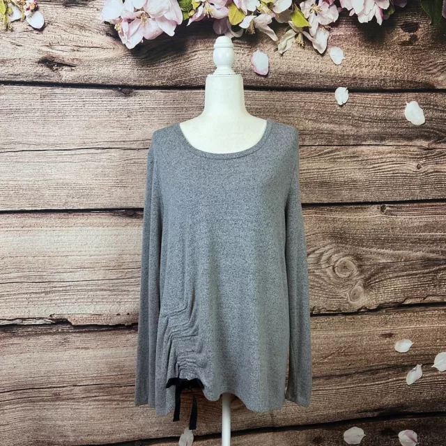 Simply Vera Vera Wang Women’s Rayon Solid Grey Soft Shirred Bow Sweater