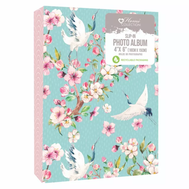 6'' x 4'' Slip In Photo Album Holds 80 Photos Photographs Floral Blossom Design