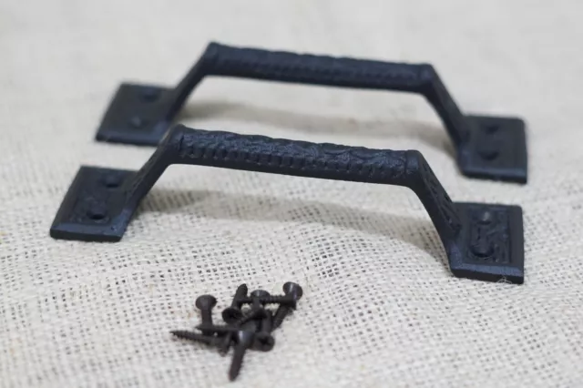 10 Cast Iron Black Handles Gate Pull Shed Door Barn Handle Drawer Pulls 6 1/4" 3