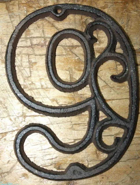 Rustic BROWN Cast Iron Metal House Number Street Address 4 1/2 INCH Phone # 9
