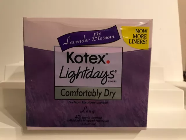 Kotex Lightdays REVESTIMIENTOS 42 Largo .FLOR DE LAVANDA De Colección Descontinuado CAJA SELLADA