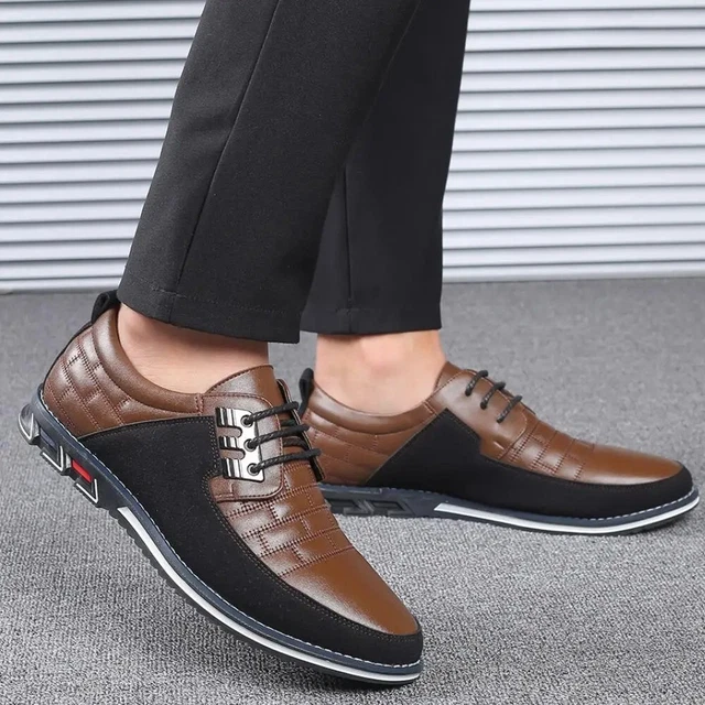 Baskets En Cuir PU Pour Homme - Taille 41 EU, Marron, Style Décontracté Pro - Neuf Sans Emballage