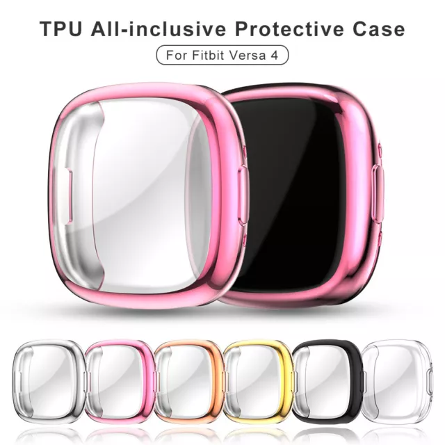 For Fitbit Versa 4 Full Screen Protector Cover TPU Bumper Case