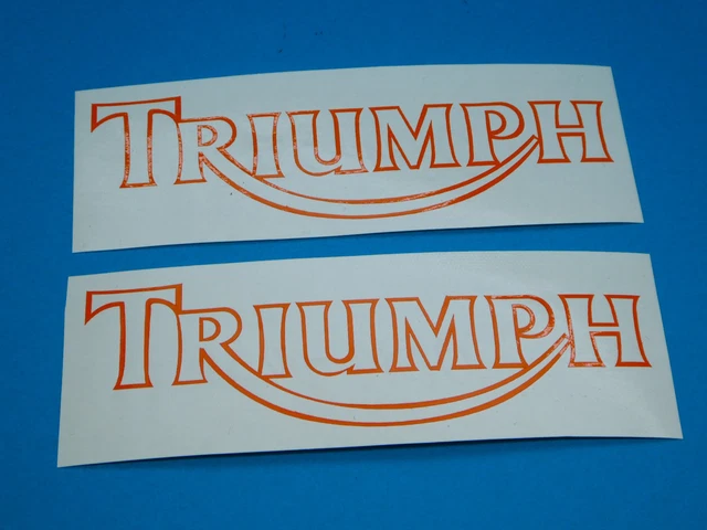 TRIUMPH LETTERING OUTLINE logo sticker decal 38mm x 130mm orange new £6 ...