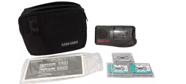 Olympus Pearlcorder S922 Micro Recorder Case Logic 3 Microcassettes Instructions