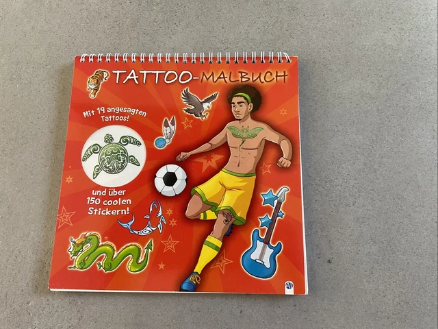 Tattoo-Malbuch mit 19 tattoos und coolen Stickern - NEU