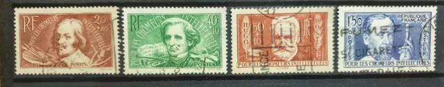 France 1936, lot 4 timbres oblitérés N°330 + 331 + 332 + 333
