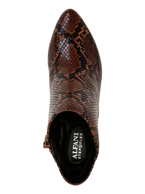ALFANI Womens Brown Snake Skin Print Step N Flex Harpper Kitten Heel Booties 7 M