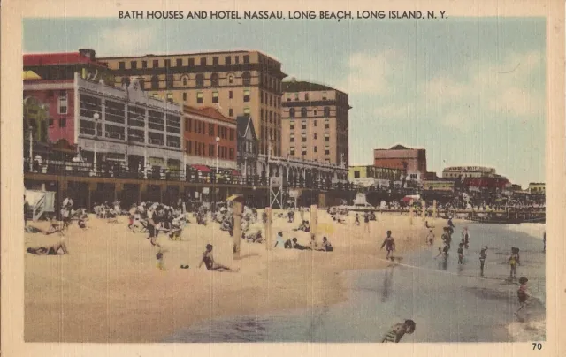 Long Beach, NEW YORK - Bath Houses & Hotel Nassau - Nassau County, L. I.