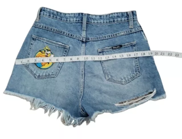 Rollas Embroidered Disney Donald Duck high rise Relaxed disress jeans shorts 28