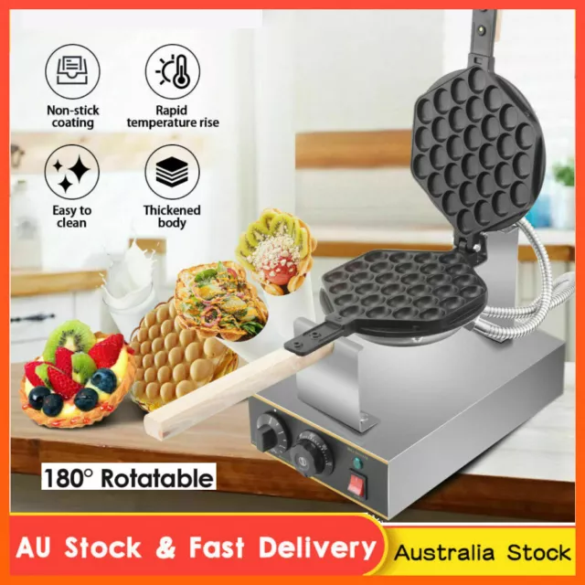 1400W Commercial Electric Egg Waffle Maker Oven Bubble Puffle Cake Maker Machine