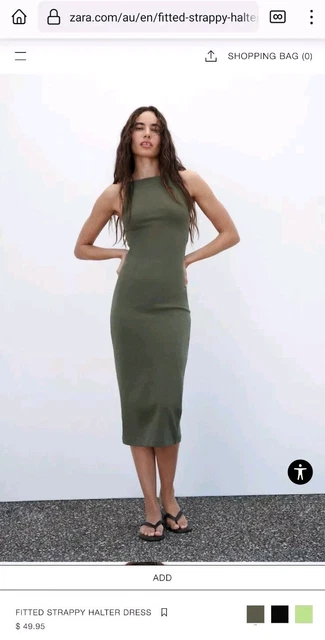 ZARA STRAPPY GREEN Summer Fitted Halter Midi Dress - Size M 17.22 -  PicClick UK