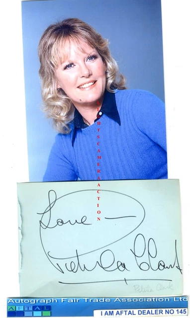 Petula Clark, Denis Quilley vintage signed page AFTAL#145
