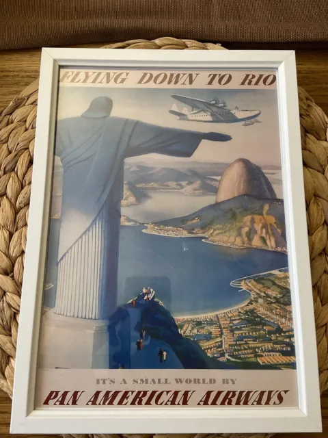 Brand New Vintage Rio De Janeiro Brazil Travel Poster A4 Printed White Frame
