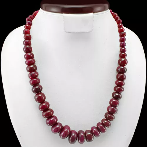 Outstanding Elegant 523.00 Cts Natural Round Shape Red Ruby Beads Necklace (Rs)