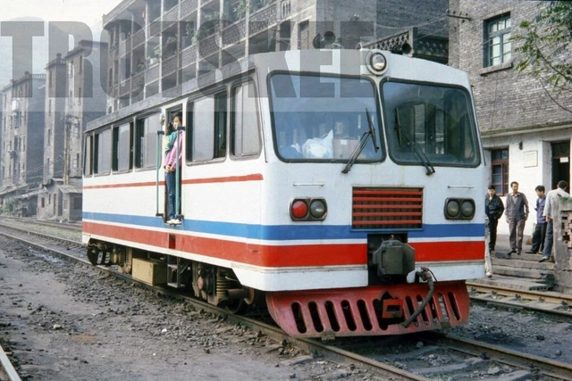 35mm Slide CR China Chinese Railways Diesel Railcar Sichuan 2002 Original