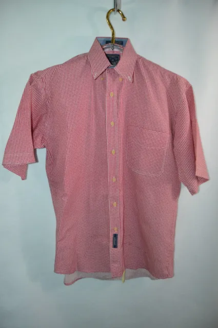 BD Baggies Men's Size Small Red Check Short Sleeve Button Front Cotton Shirt