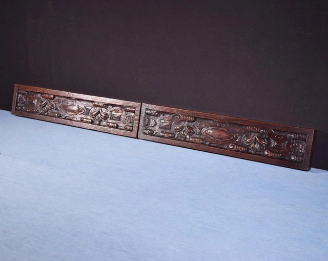 *French Antique Hand Carved Architectural Drawer Fronts/Panels in Solid Oak Wood