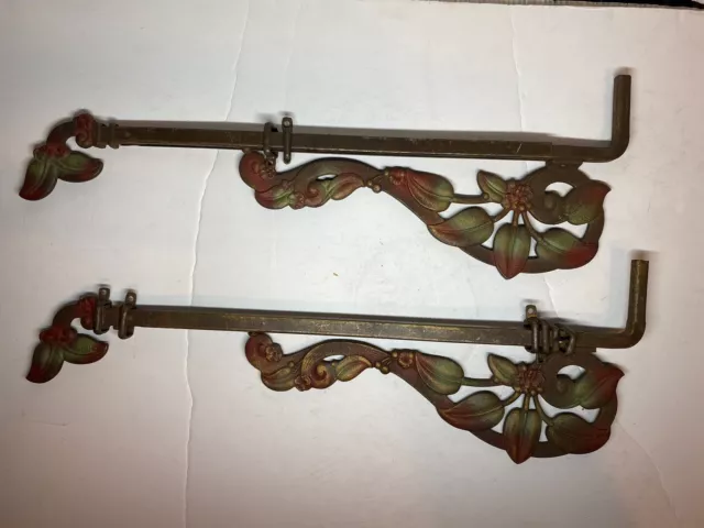 Vintage Lot Of 2 Art Deco Swing Arm Extending Curtain Drape Rods
