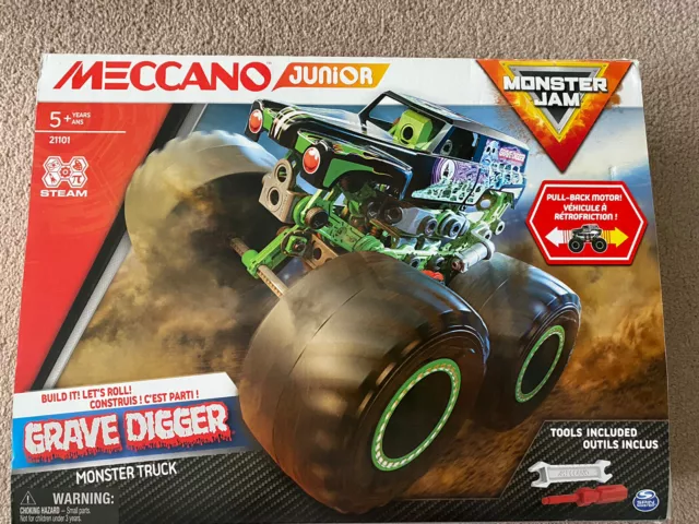 Monster Jam, Meccano Junior, Grave Digger Monster Truck STEM Model  Build-Age 5+