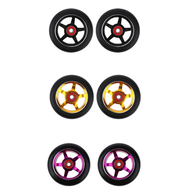 100mm Aluminum Alloy Stunt Scooter Wheels Replacement Elastic Bearings Bushings