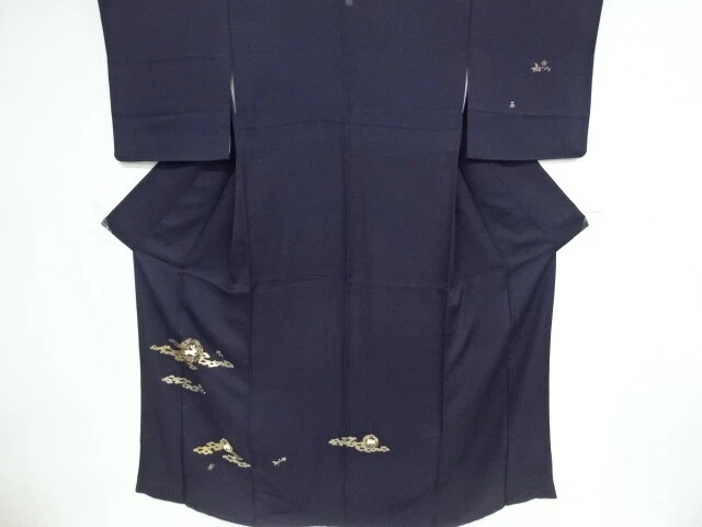 40520# Japanese Kimono / Antique Kimono / Embroidery / Mist & Rabbit & F