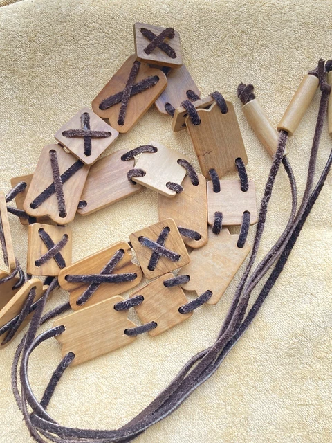 Cintura in legno pelle scamosciata anni 70, Hippy Boho Festival