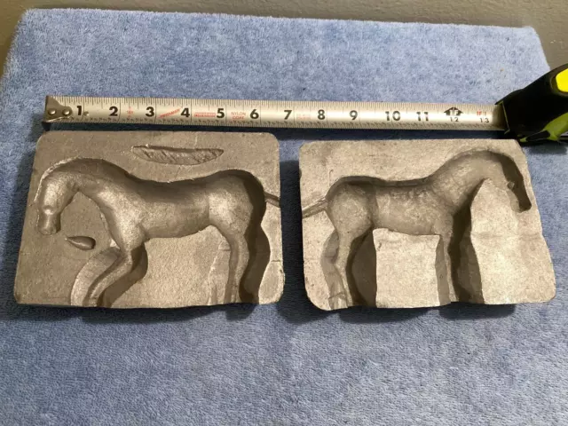 Vintage Cast Iron Horse Mold Heavy 2 Piece Foundry Tool Weighs Over 5 Lbs. Read