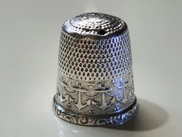 Antique Waite Thresher Co Sterling Silver Thimble size 8 c1890's