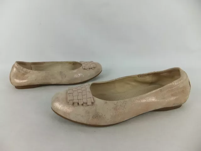 GABOR Wildleder Ballerinas 38  5  beige gold metallic  Flechtdetails  Schuhe