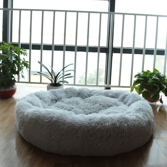 XXL Dog Beds Calming Washable Fluffy Donut Plush Round Bed for Large Dogs
