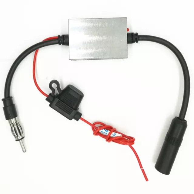 Car Antenna Amplifier FM Signal Booster Exterior Parts Metal With Wire Connector