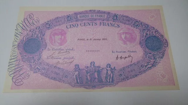 billet 500 F BLEU ET ROSE PERFORE ANNULE sans filigrane billet theatre cinéma?