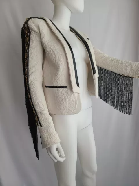 **Balmain Off-White Fringe Jacket