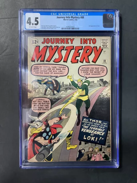 Journey into Mystery #88 1963 CGC 4.5 - OW Pages 2nd Loki app Thor Odin Cover