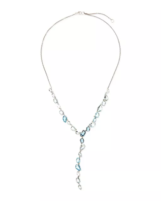 NWT $1200 Alexis Bittar Fine Jewelry Midnight Marquise Topaz Y-Drop Necklace
