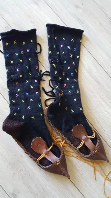 Bulgarian Serbian Turkish Charvuli Opanci Tsarouchi Vintage Shoes Wool Stocking