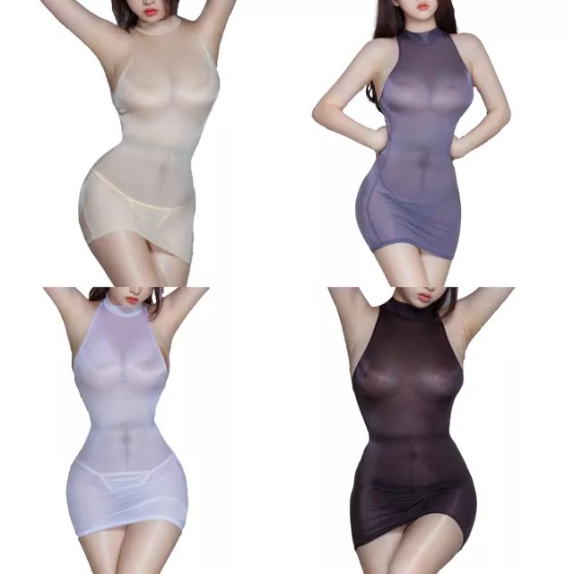 Abito da notte donna lingerie bodycon abbigliamento da notte olio donna abito da notte trasparente orsacchiotto sexy 3