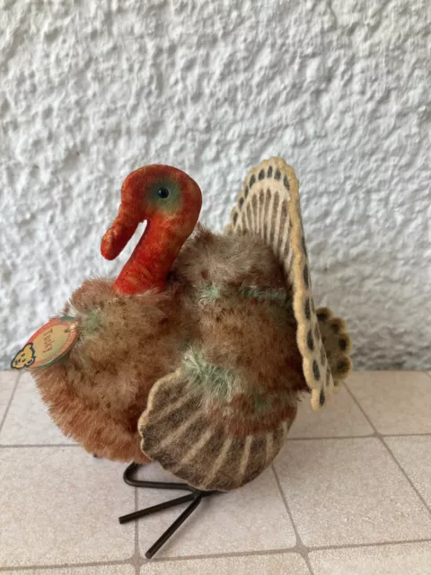 alter Steiff Tucky/Turkey von 1960 selten, Truthahn mit Metallfüssen