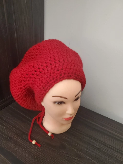 Dreadlock Hand Crafted Crochet Rasta Tam Hat Drawstring Reggae baggy beanie top