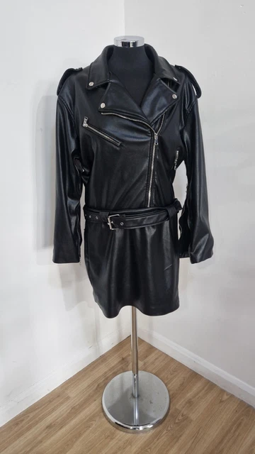 Zara Black Leather Dress With Belt FOR SALE! - PicClick UK