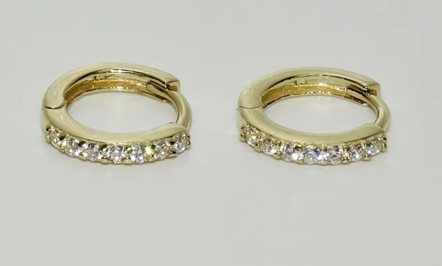 9ct Yellow Gold Diamond Huggie Hoop Cuff Earrings - Quality Diamond