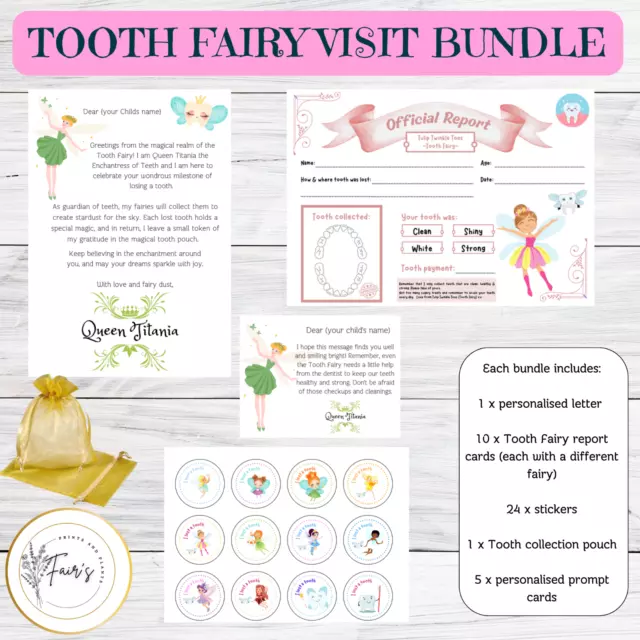 Tooth Fairy Certificates Losing a tooth Kids milestones Personalised Keepsake