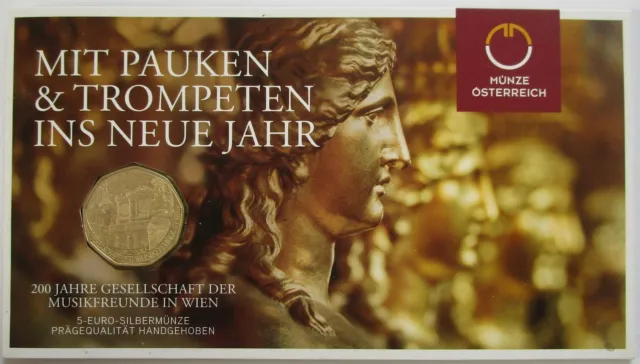 Österreich 5 Euro 2012 200 Jahre Gesellschaft der Musikfreunde Silber BU